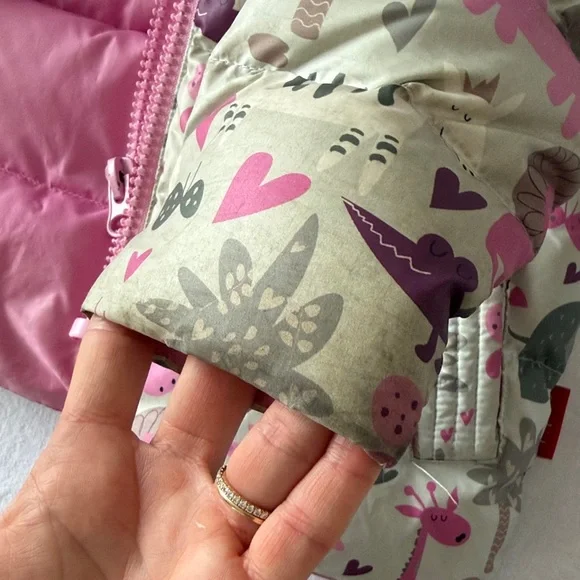 Pink Kids Print Puffer Jacket - Picture 8 of 11